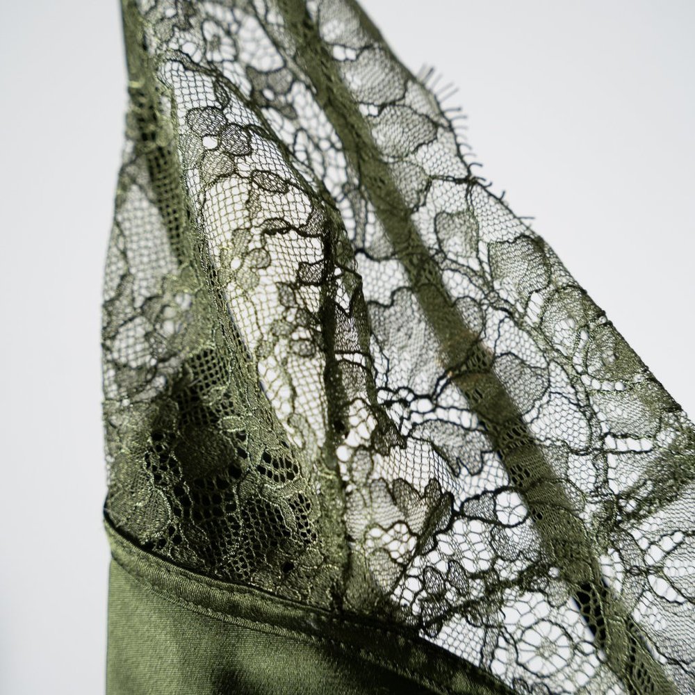 Victoria's Secret Vintage Green Satin Chemise • S - Picture 3 of 5